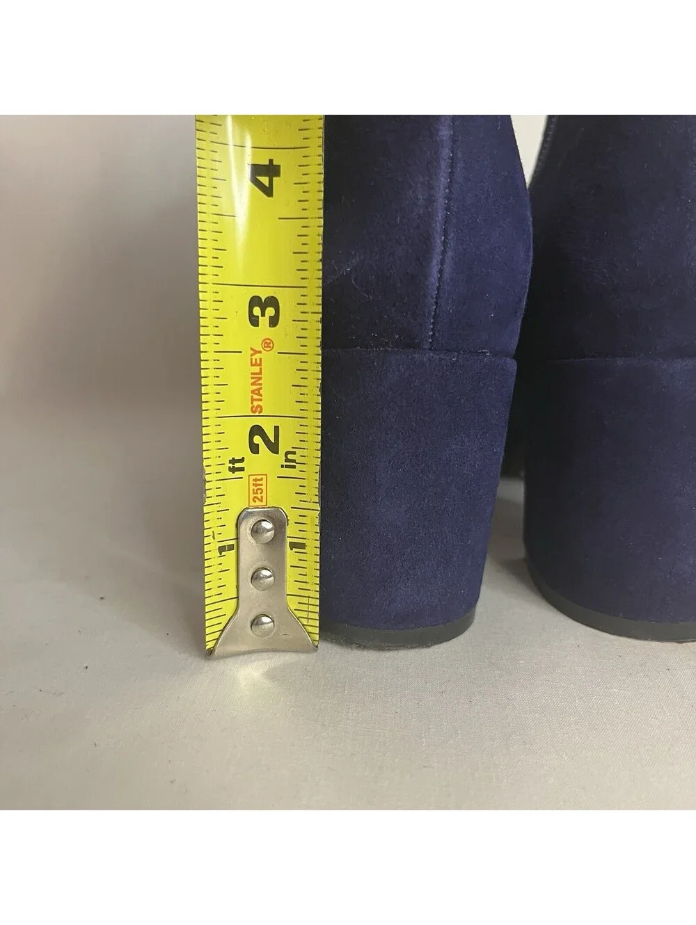 Rockport Total Motion Womens 7 Blue/Black Suede Bootie Boot Block Heel Ruffle